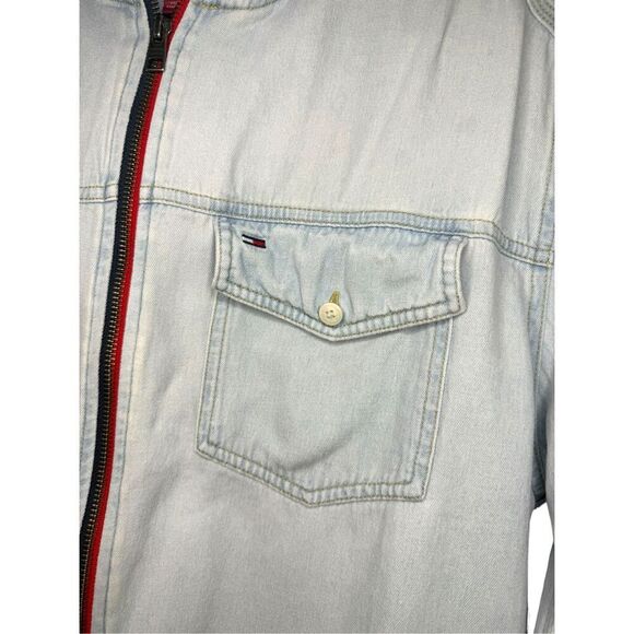 Vintage Tommy Hilfiger Men’s Small Denim Jacket Zip Lightweight Oversized Y2K - Picture 3 of 7